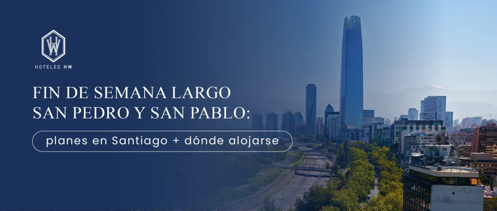 Vista aérea de Santiago Centro durante fin de semana largo San Pedro y San Pablo, Hoteles HW