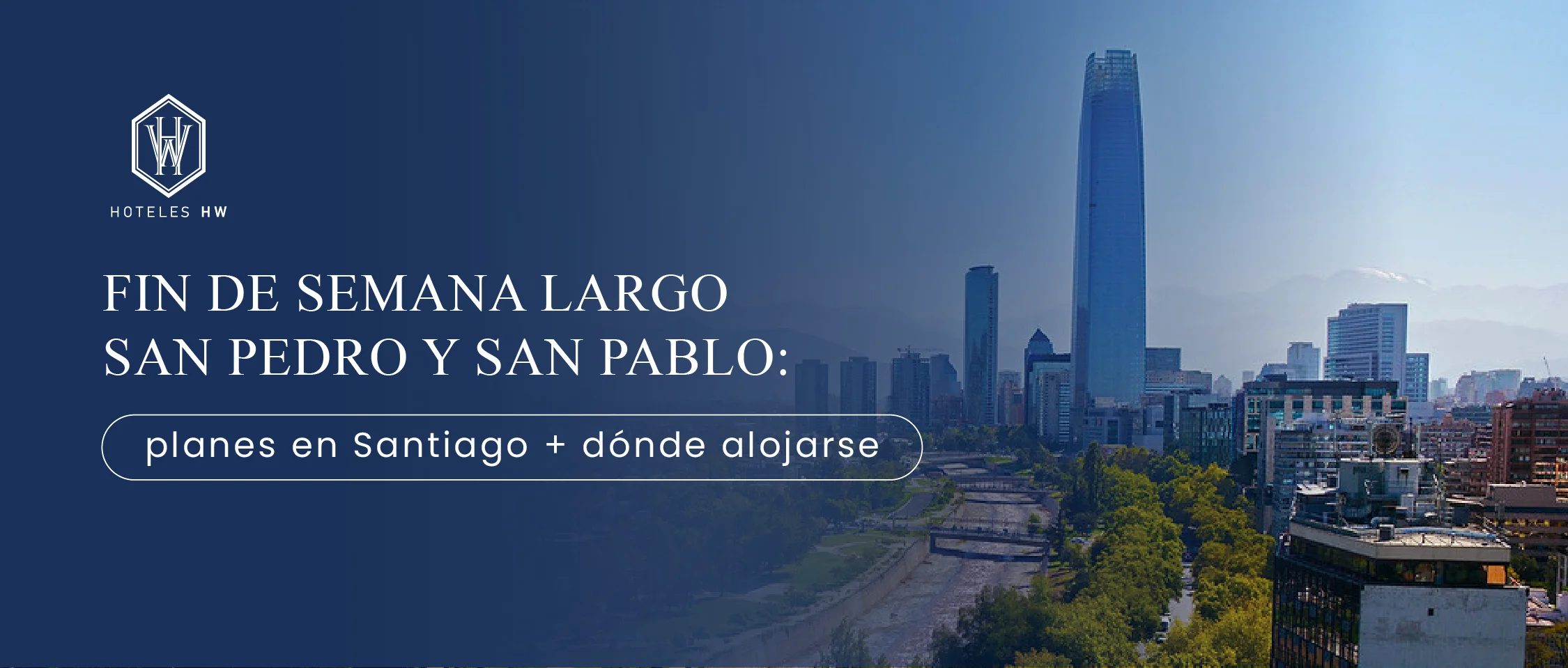 Vista aérea de Santiago Centro durante fin de semana largo San Pedro y San Pablo, Hoteles HW