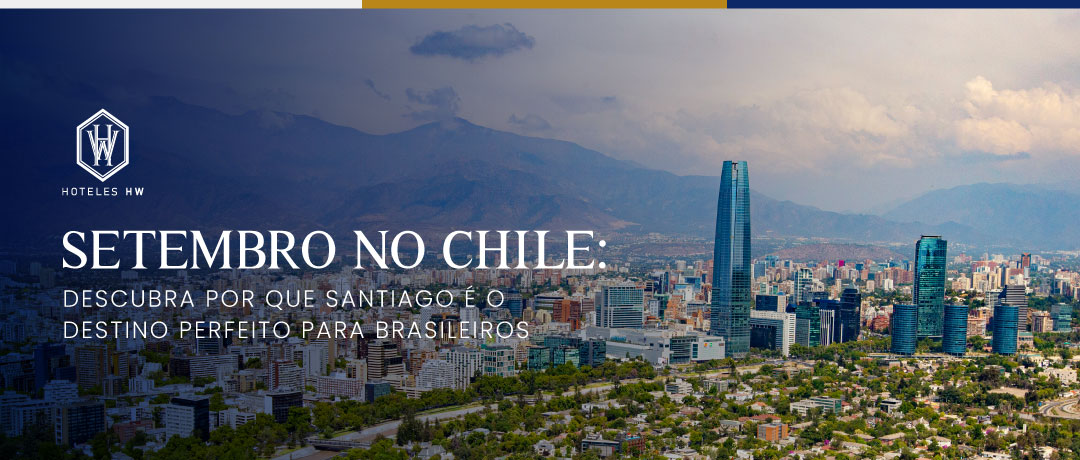 Vista panorâmica de Santiago com a Cordilheira dos Andes ao fundo, ideal para brasileiros viajarem em setembro.
