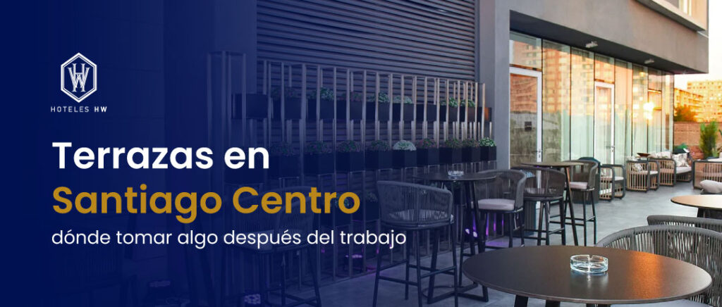 Terraza techada del restaurante HW Libertad en Santiago Centro, ideal para after office
