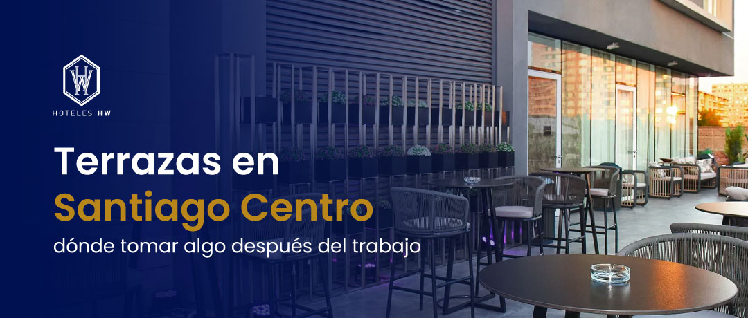 Terraza techada del restaurante HW Libertad en Santiago Centro, ideal para after office